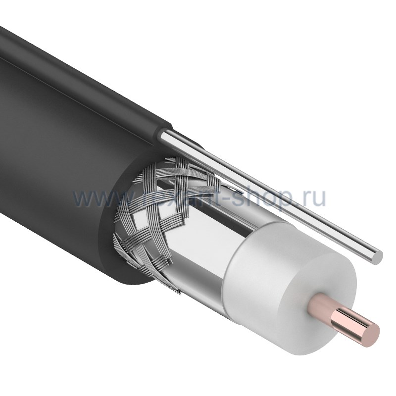 Кабель коаксиальный магистральный RG-11U, 75Ом, CCS/Al/Al 83% + ТРОС 1, 305м, OUTDOOR, черный REXANT (01-3021)