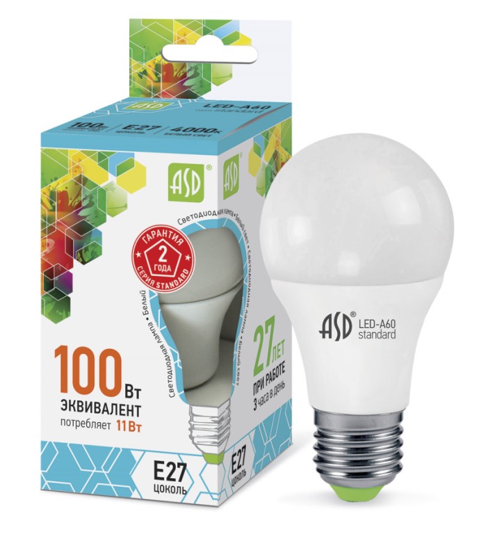 Лампа светодиодная LED-A60-Standart Е 27 цветовая температура 4000К 11Вт в Комсомольске-на-Амуре